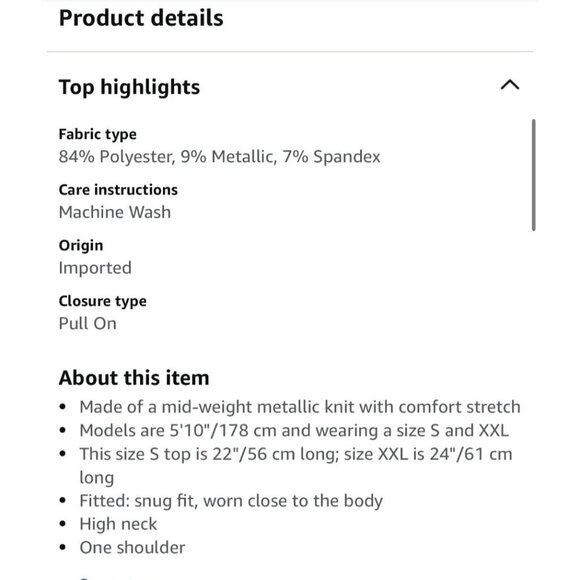 Terea Women's Emiliana One Shoulder Metallic Ruched Top size XL NWT - Picture 5 of 6